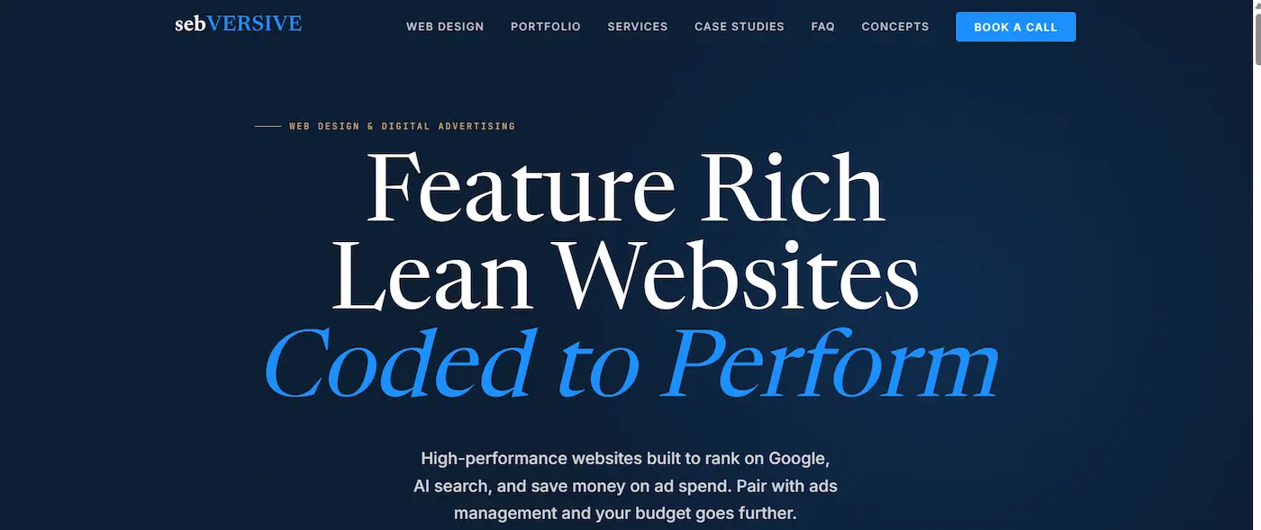 A sebVERSIVE-built small business website